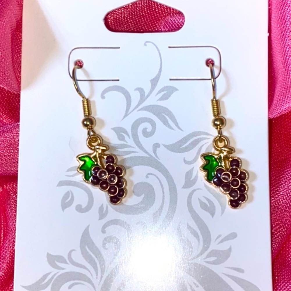 Hand Crafted Grape Hook Earrings